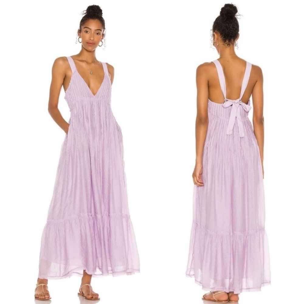 Free People Frankie Pintuck Pleated Lavender
Tie Back Maxi Dress